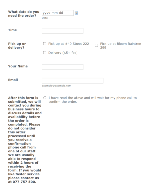 Bloom Custom Order Form Template