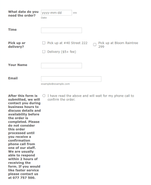 Bloom Custom Order Form Template