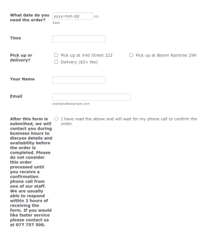 Bloom Custom Order Form Template