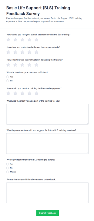 BLS Training Feedback Form Template