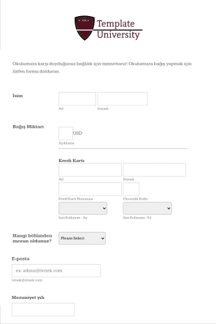 Bluepay Mezun Bağış Form Şablonu