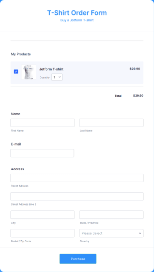 Bluepay T Shirt Order Form Template