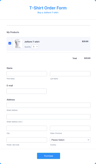 Bluepay T Shirt Order Form Template
