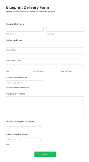 Blueprint Delivery Form Template
