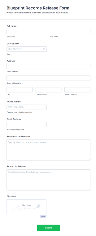 Blueprint Records Release Form Template