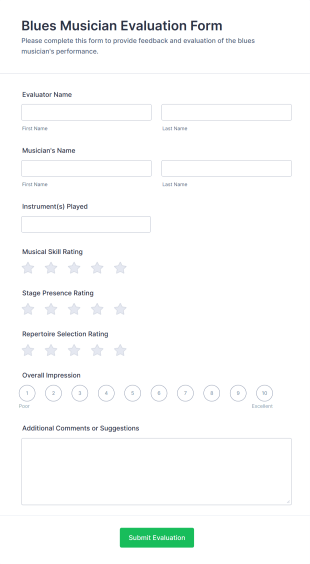 Blues Musician Evaluation Form Template