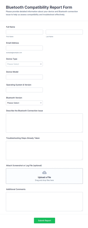 Bluetooth Compatibility Report Form Template