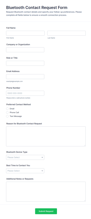 Bluetooth Contact Request Form Template