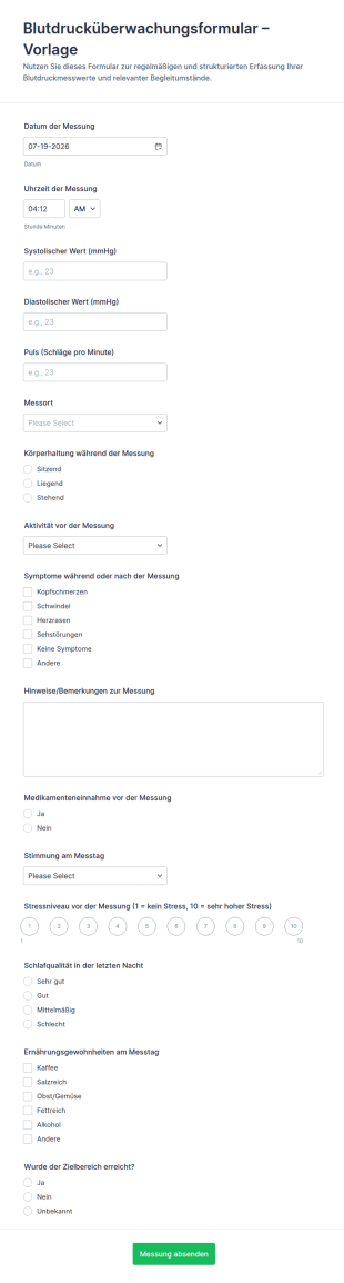 Blutdruckmessung Formular