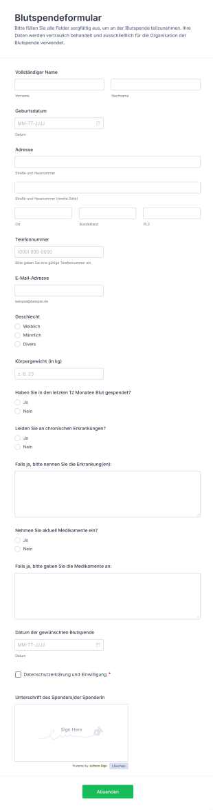 Blutspendeformular