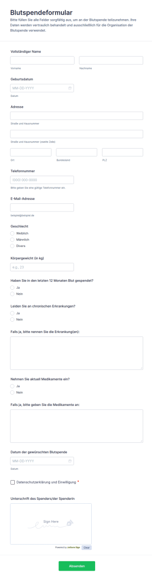 Blutspendeformular