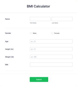 BMI Calculator Form Template