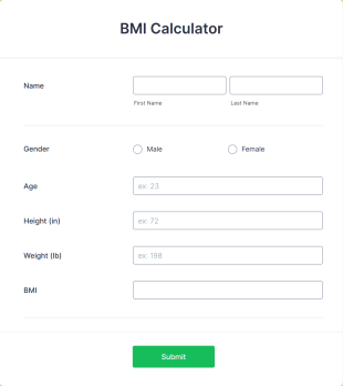BMI Calculator Form Template