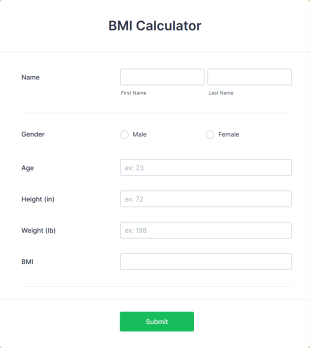 BMI Calculator Form Template