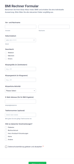 BMI Rechner Formular