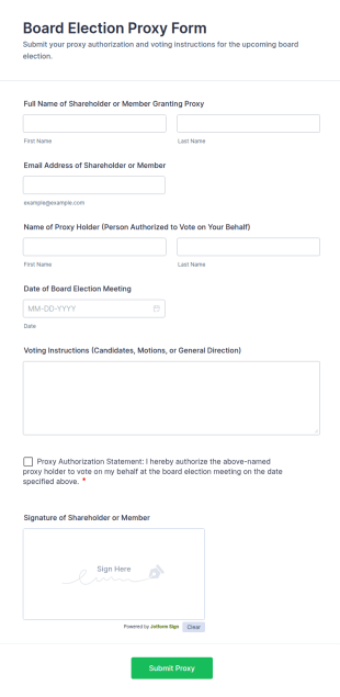 Board Election Proxy Form Template