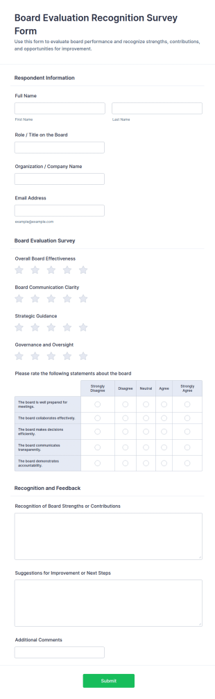 Board Evaluation Recognition Survey Form Template
