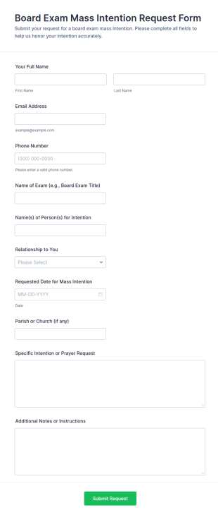 Board Exam Mass Intention Request Form Template