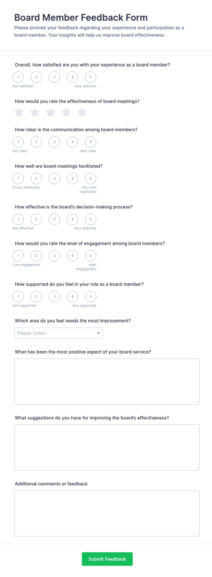 Board Member Feedback Form Template