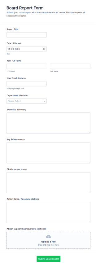 Board Report Form Template