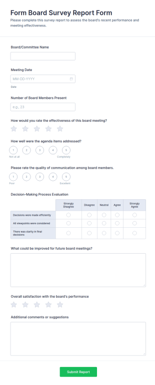 Board Survey Report Form Template