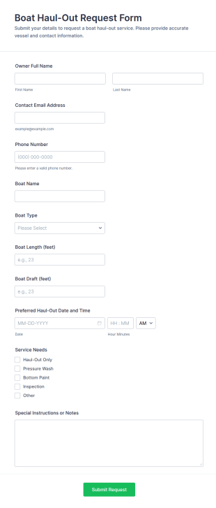 Boat Haul Out Request Form Template