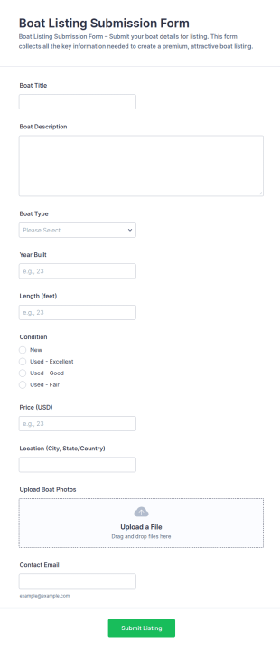 Boat Listing Submission Form Template