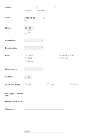 Boat Log Form Template