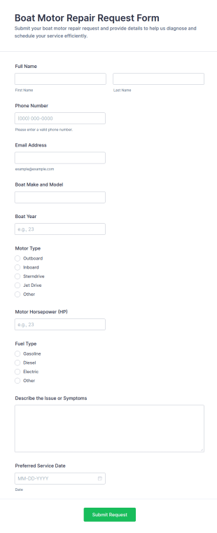 Boat Motor Repair Request Form Template