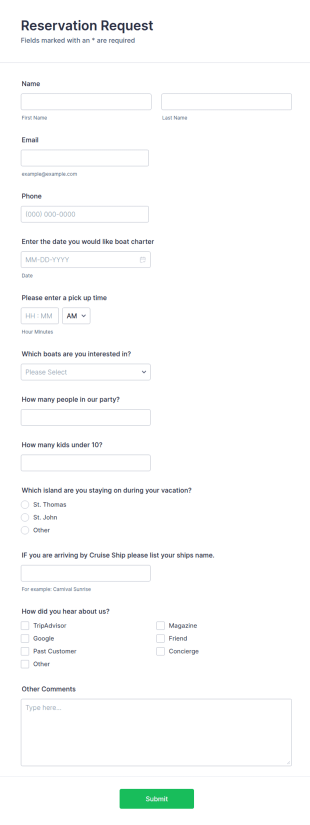 Boat Rental Form Template