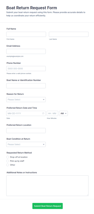 Boat Return Request Form Template