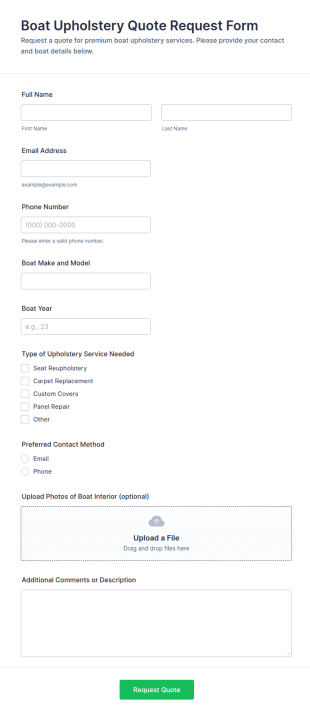 Boat Upholstery Quote Request Form Template