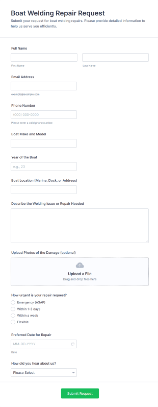 Boat Welding Repair Request Form Template