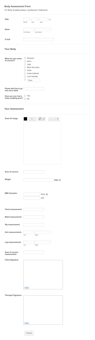 Body Assessment Form Template