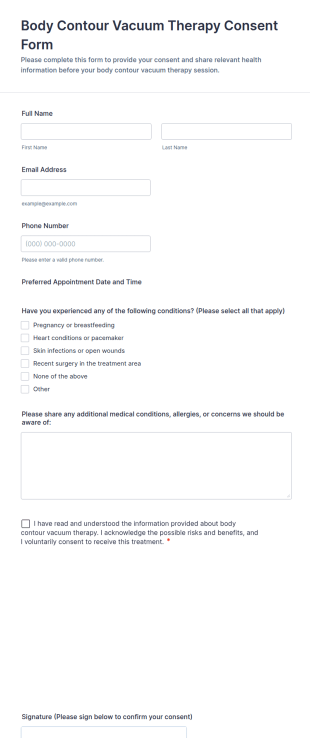 Body Contour Vacuum Therapy Consent Form Template