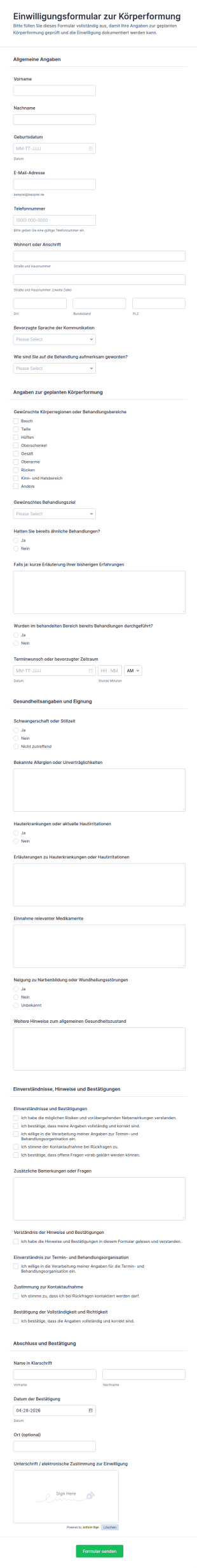 Body Contouring Einwilligungsformular