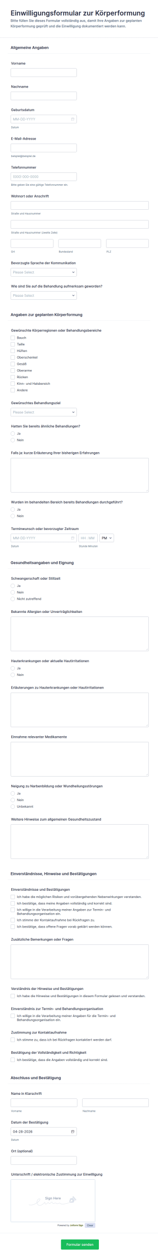 Body Contouring Einwilligungsformular