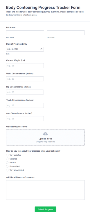 Body Contouring Progress Tracker Form Template