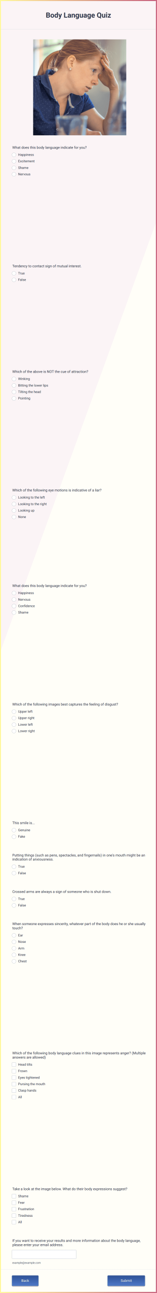 Body Language Quiz Form Template