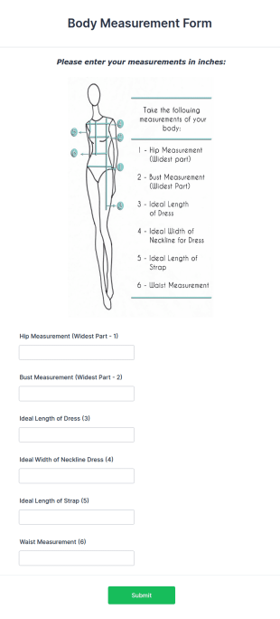 Body Measurement Form Template