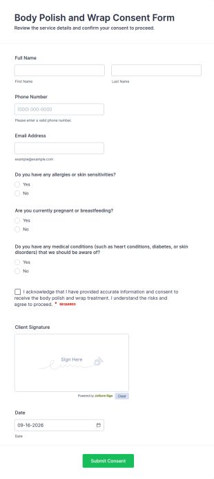 Body Polish And Wrap Consent Form Template