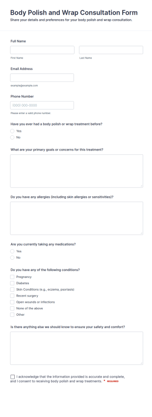 Body Polish And Wrap Consultation Form Template