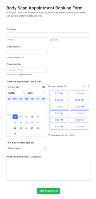 Body Scan Appointment Booking Form Template