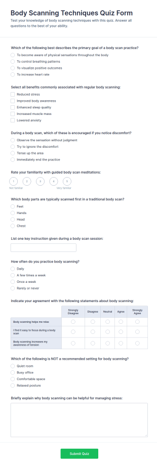 Body Scanning Techniques Quiz Form Template