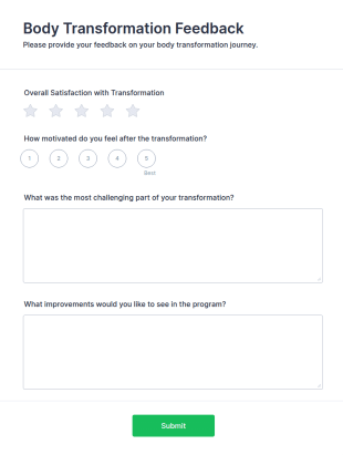 Body Transformation Feedback Form Template