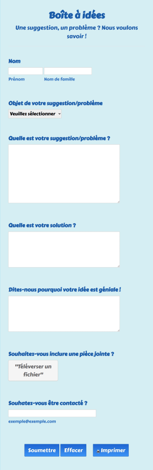 Boîte à Idées Form Template