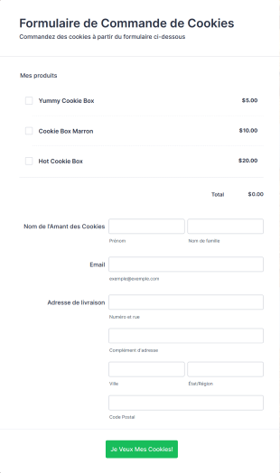 Bon De Commande De Cookies