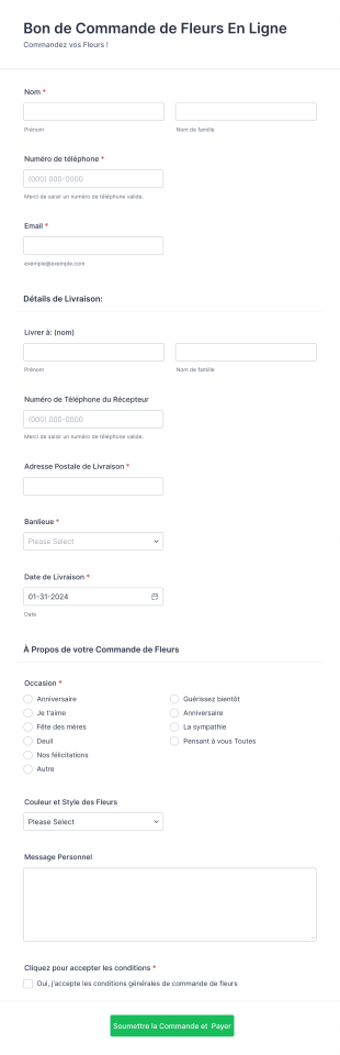 Bon De Commande De Fleurs En Ligne