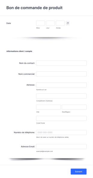 Bon De Commande De Produit Multipage