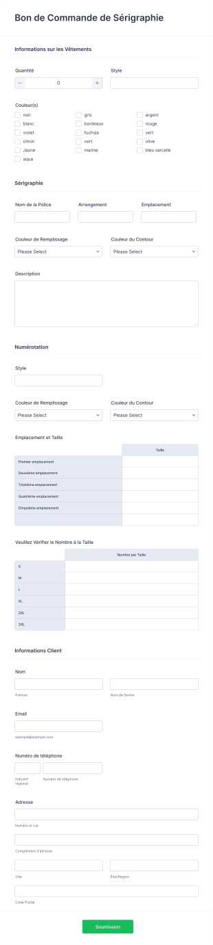 Bon De Commande De Sérigraphie Form Template